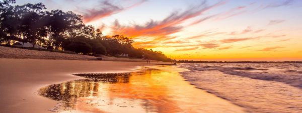 A beautiful sunset at dusk along the coastline of Hervey Bay, Queensland